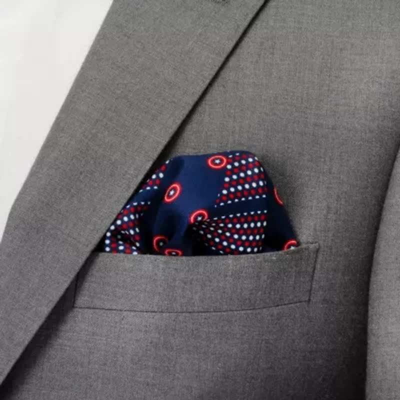 Captain America Shield Navy Pocket Square