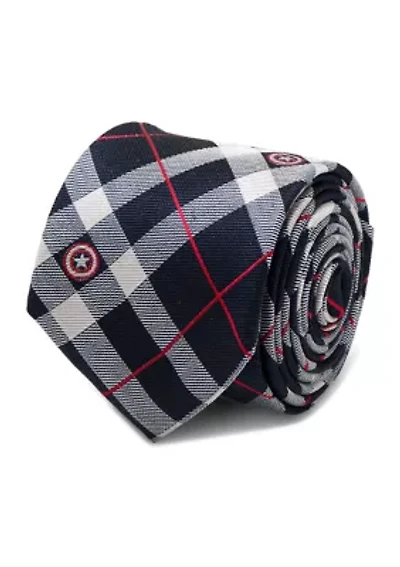 Captain America Blue Plaid Tie