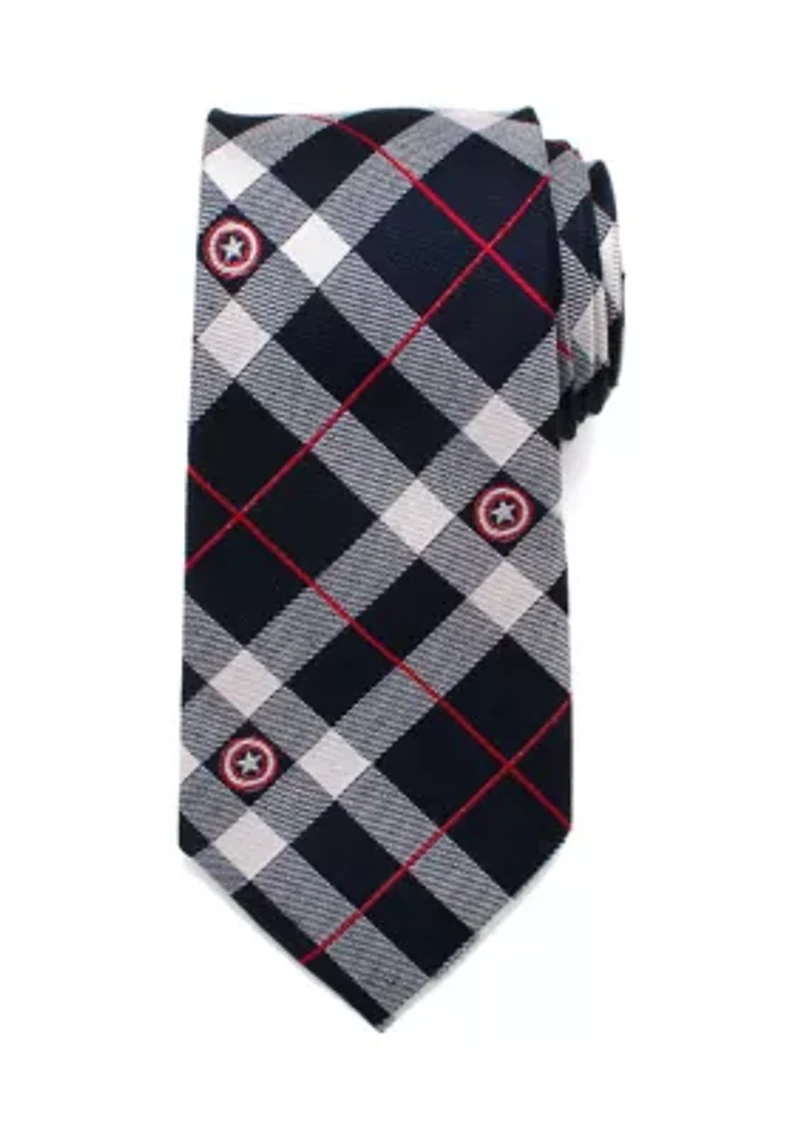 Captain America Blue Plaid Tie