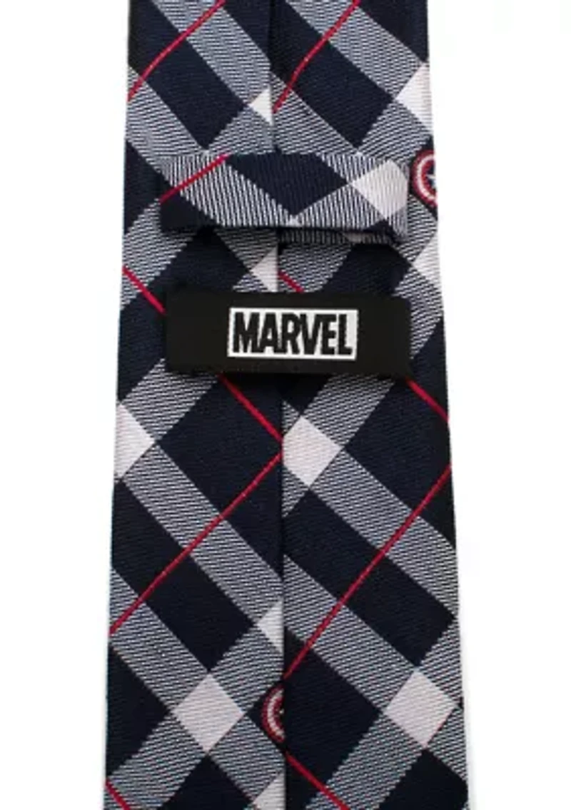 Captain America Blue Plaid Tie