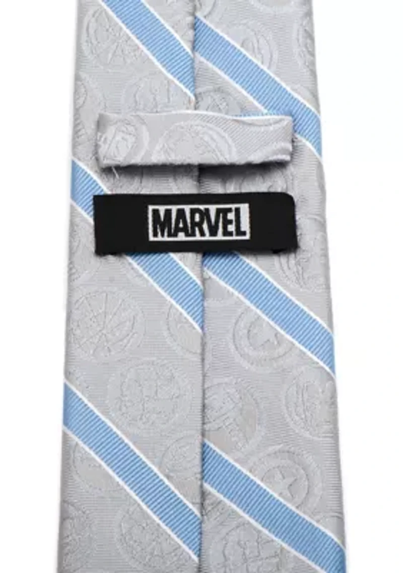 Marvel Comics Grey and Blue Stripe Tie