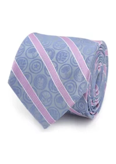 Men's Comics Blue and Pink Stripe Silk  Tie