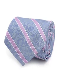 Men's Comics Blue and Pink Stripe Silk  Tie