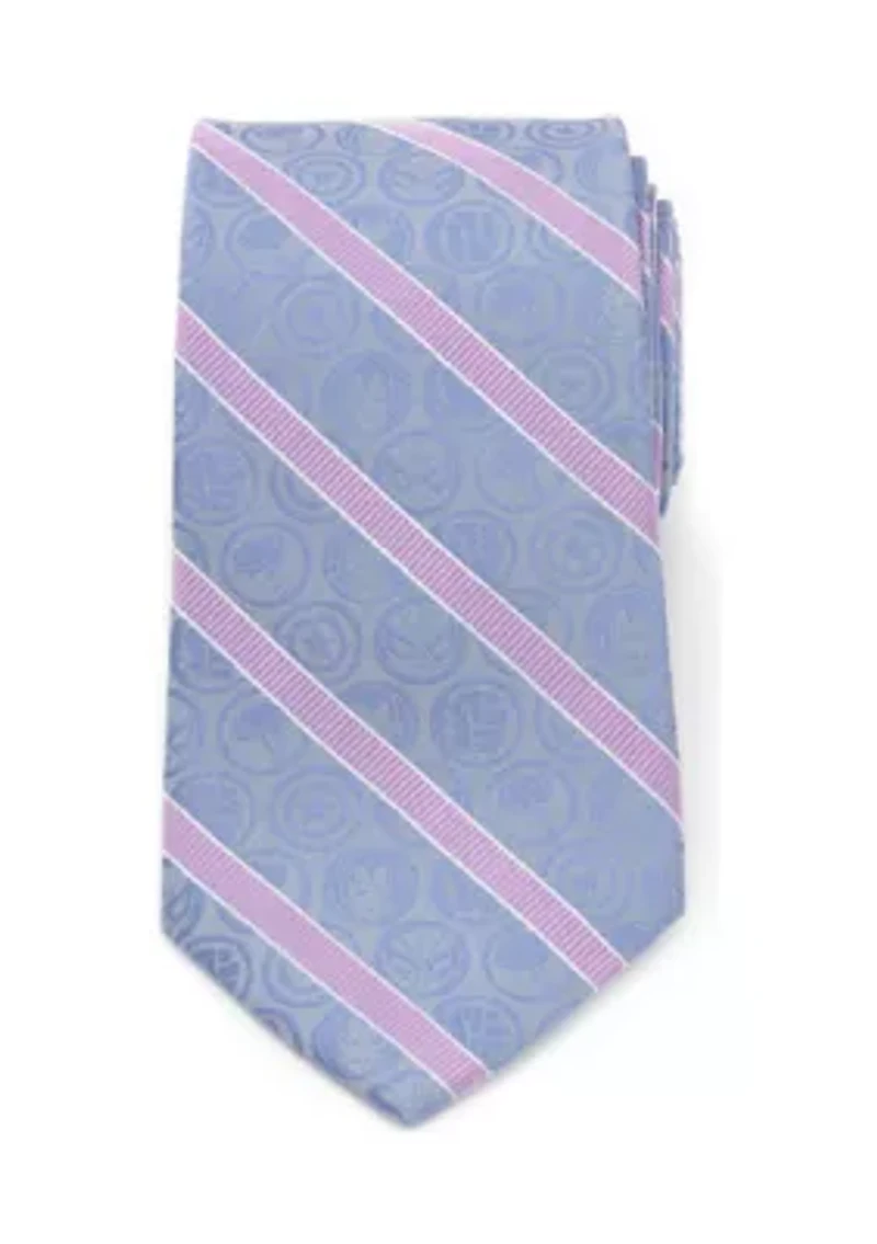 Men's Comics Blue and Pink Stripe Silk  Tie