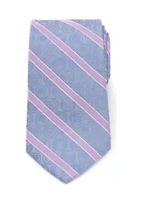 Men's Comics Blue and Pink Stripe Silk  Tie