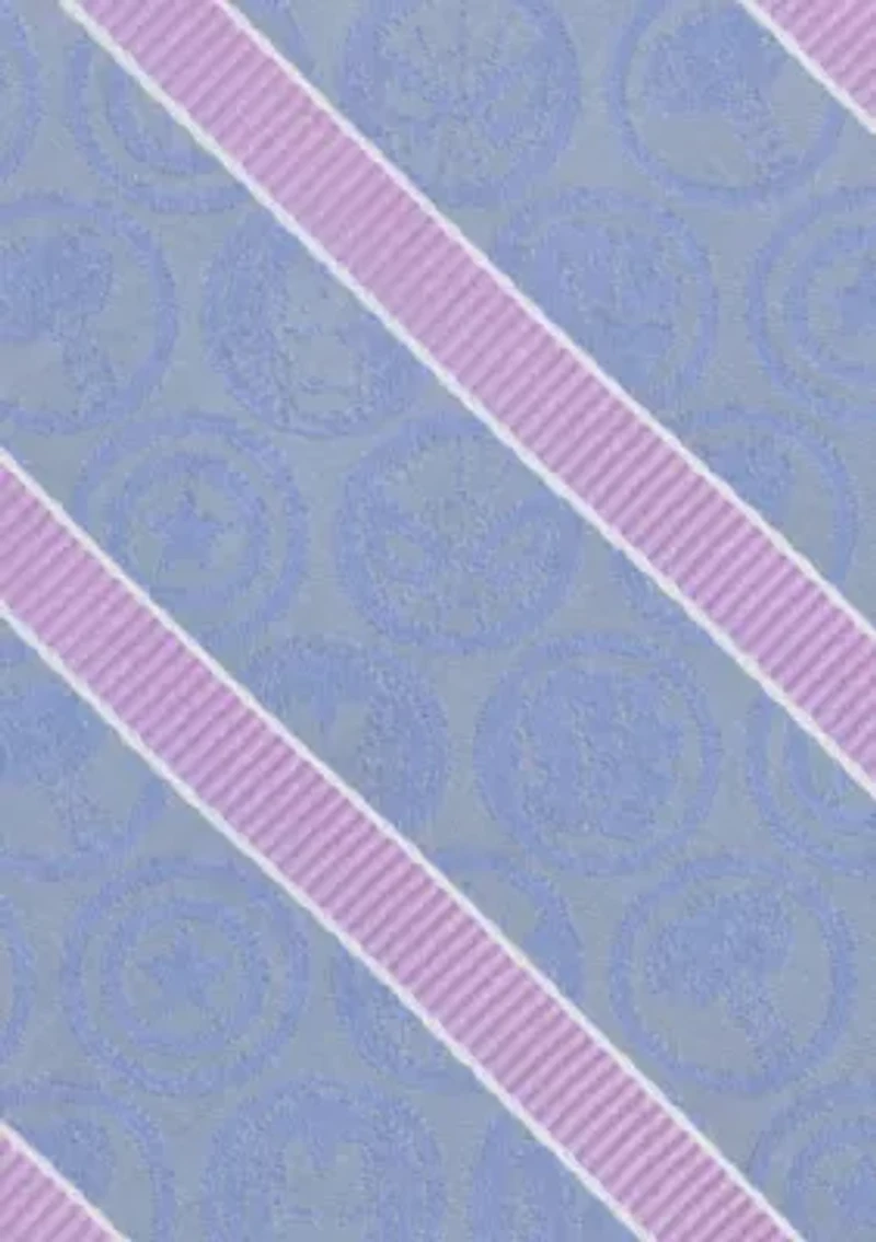 Men's Comics Blue and Pink Stripe Silk  Tie
