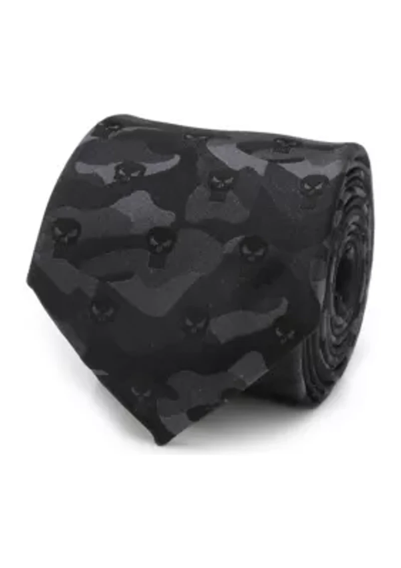 Men's The Punisher Camo Black Silk  Tie