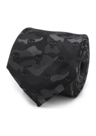 Men's The Punisher Camo Black Silk  Tie