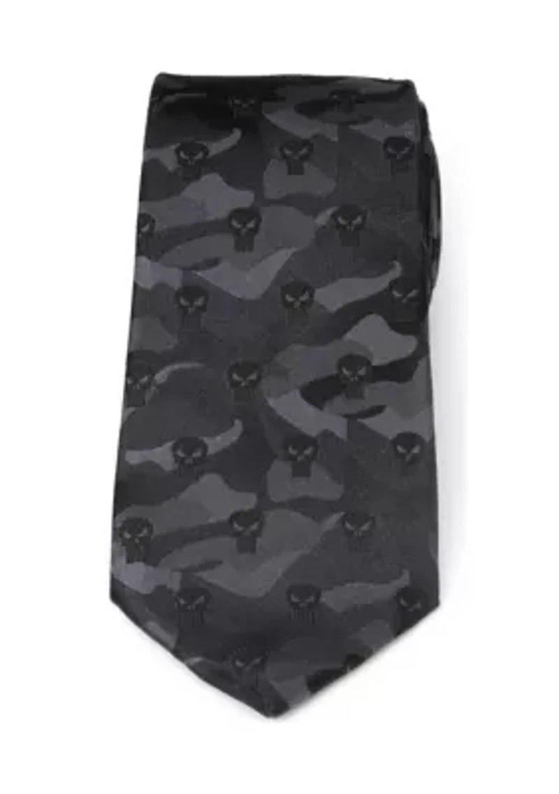 Men's The Punisher Camo Black Silk  Tie