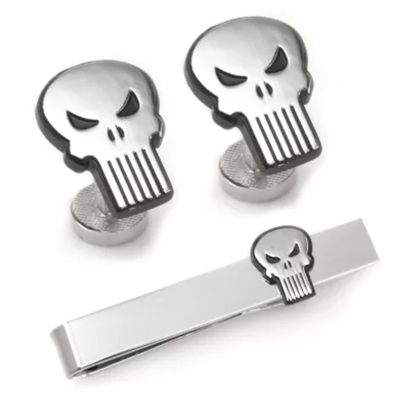 Punisher Cufflinks and Tie Bar Gift Set