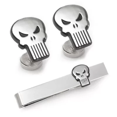 Punisher Cufflinks and Tie Bar Gift Set