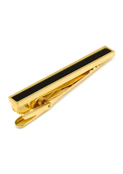 Gold and Onyx Inlaid Tie Clip