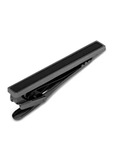 Gunmetal and Onyx Inlaid Tie Clip