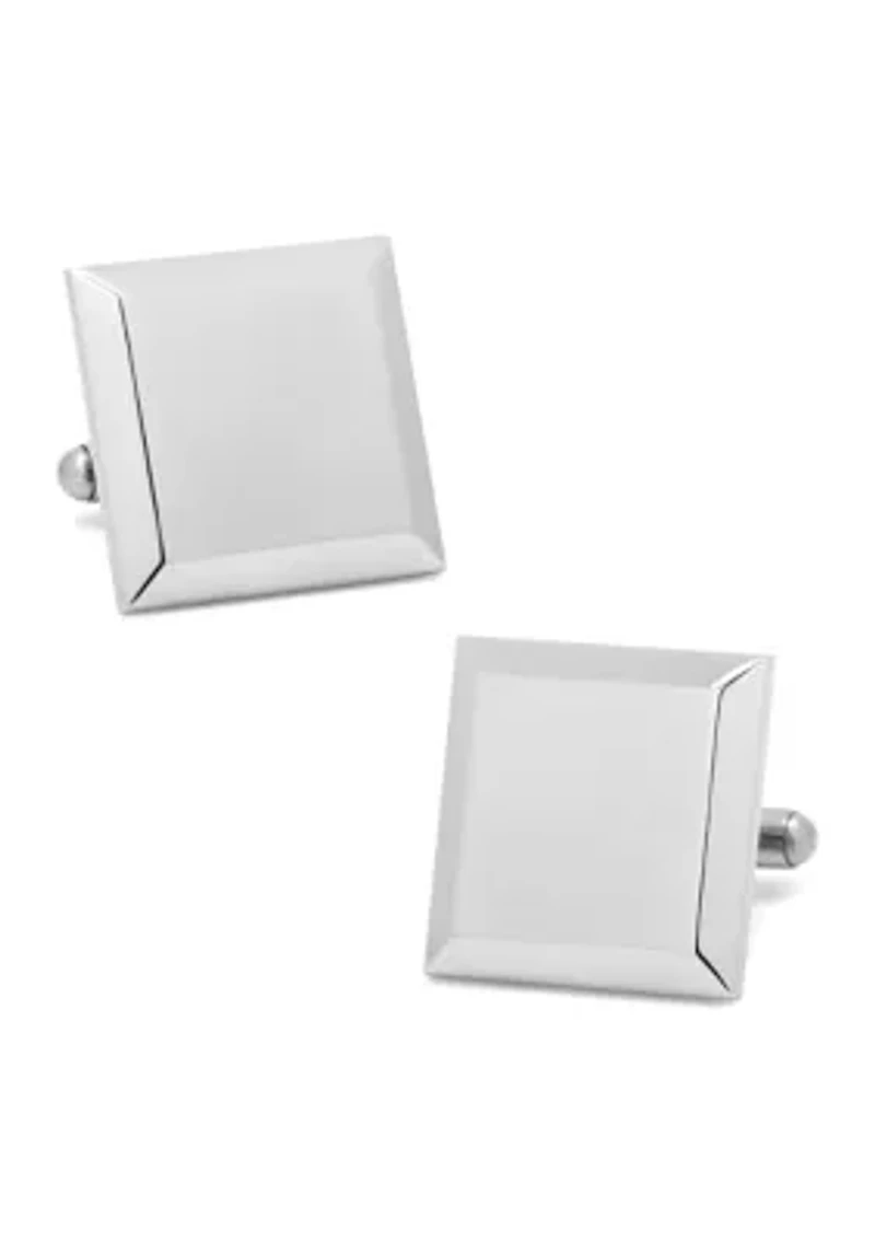 Stainless Steel Beveled Edge Engravable Square Cufflinks