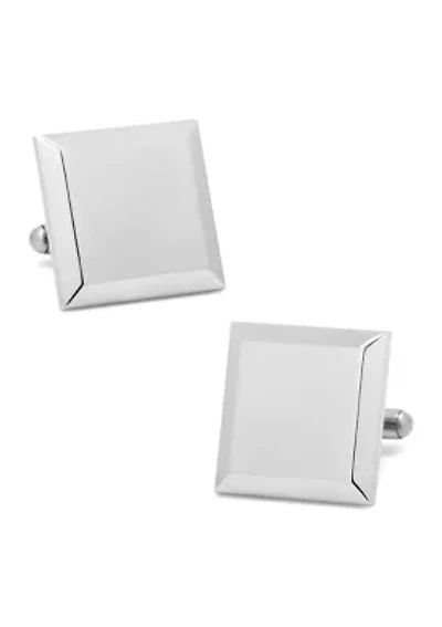 Stainless Steel Beveled Edge Engravable Square Cufflinks