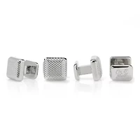 Silver Textured Square Studs