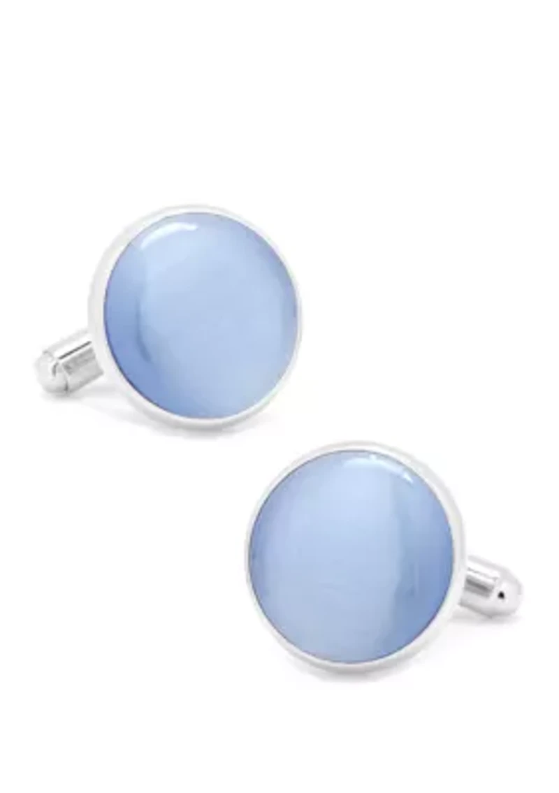 Ox & Bull Trading Co Silver and Blue Catseye Cufflinks