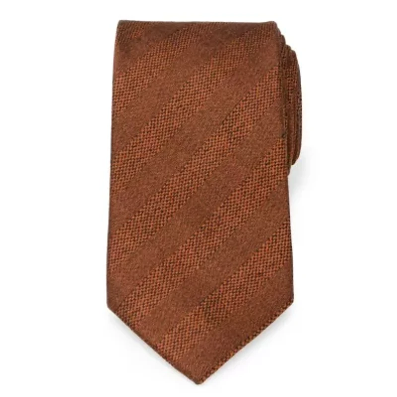 Burnt Sienna Tweed Striped Linen Men's Tie