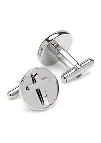Cross Round Stainless Steel Cufflinks