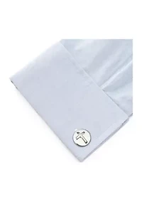 Cross Round Stainless Steel Cufflinks