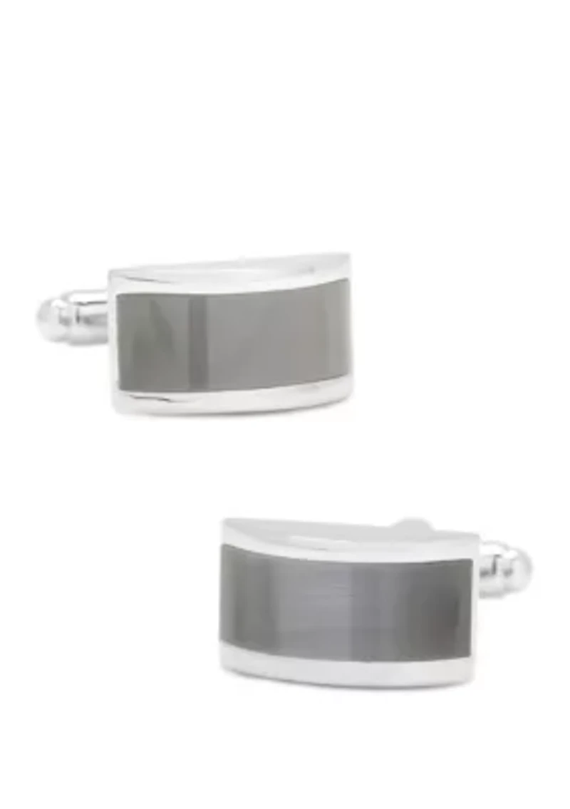 Gray Cat's Eye Bridged Cufflinks