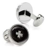 Crystal Button Rope Cufflinks
