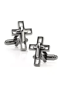 Gun Metal Cut Out Cross Cufflinks