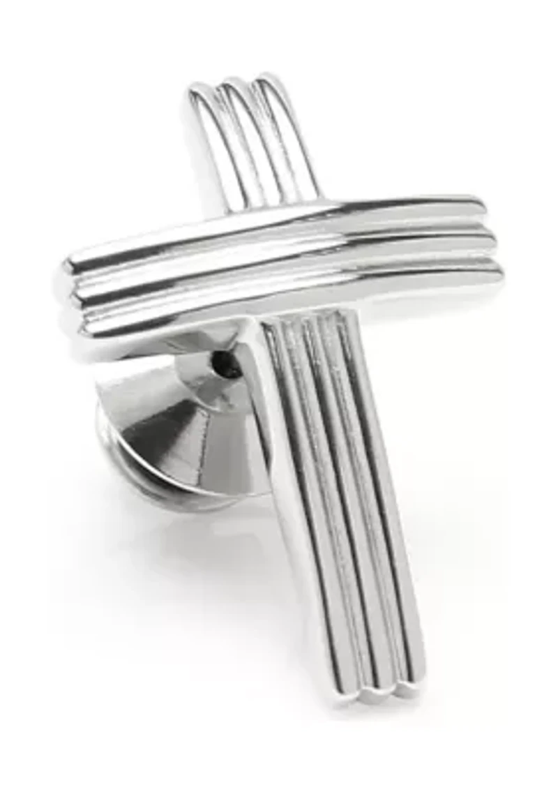 Stainless Steel Cross Shield Lapel Pin