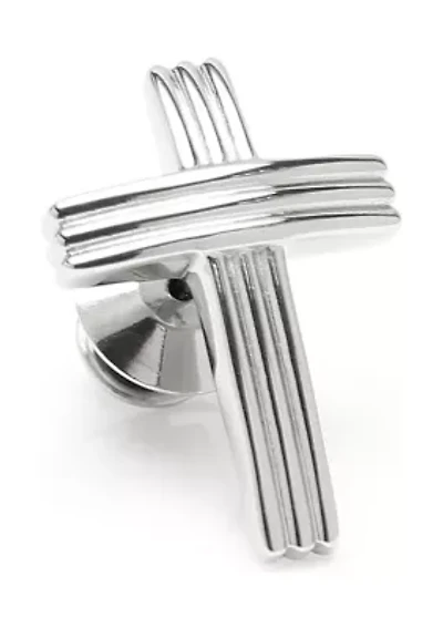 Stainless Steel Cross Shield Lapel Pin