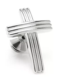 Stainless Steel Cross Shield Lapel Pin