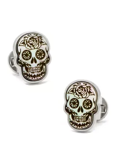 Day of the Dead Skull White Mother of Pearl Cufflinks