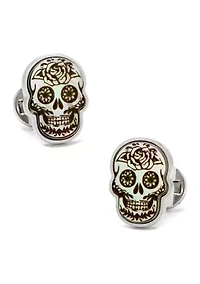 Day of the Dead Skull White Mother of Pearl Cufflinks