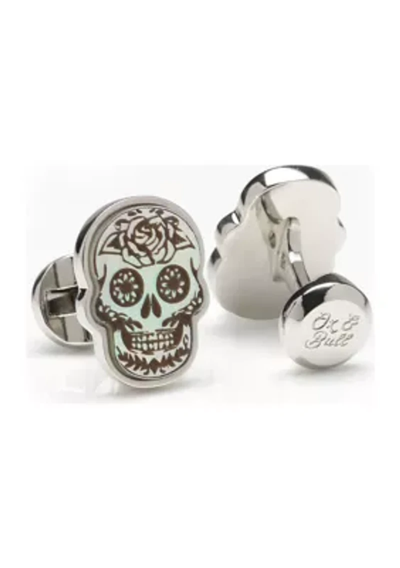 Day of the Dead Skull White Mother of Pearl Cufflinks