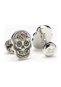 Day of the Dead Skull White Mother of Pearl Cufflinks