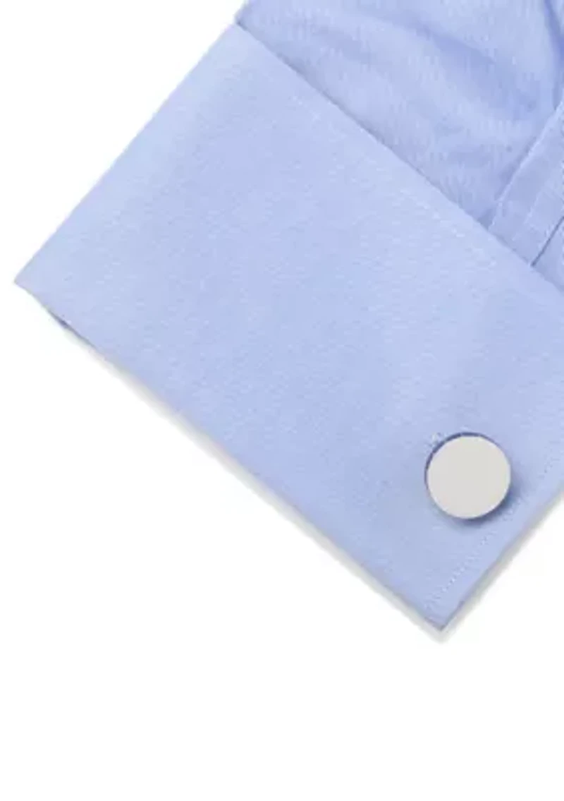 Stainless Steel Lapis Mosaic Engravable Cufflinks