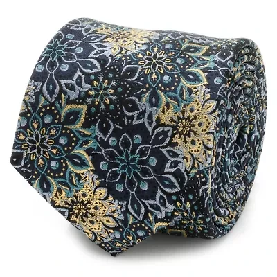 Kaleido Floral Navy Tan Accented Tie