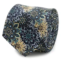 Kaleido Floral Navy Tan Accented Tie