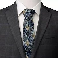 Kaleido Floral Navy Tan Accented Tie