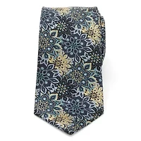 Kaleido Floral Navy Tan Accented Tie