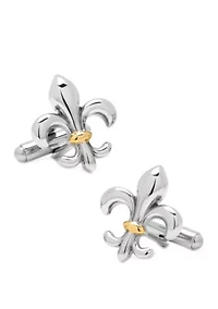 Ox & Bull Trading Co Stainless Steel Two-Tone Fleur De Lis Cufflinks