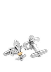 Ox & Bull Trading Co Stainless Steel Two-Tone Fleur De Lis Cufflinks