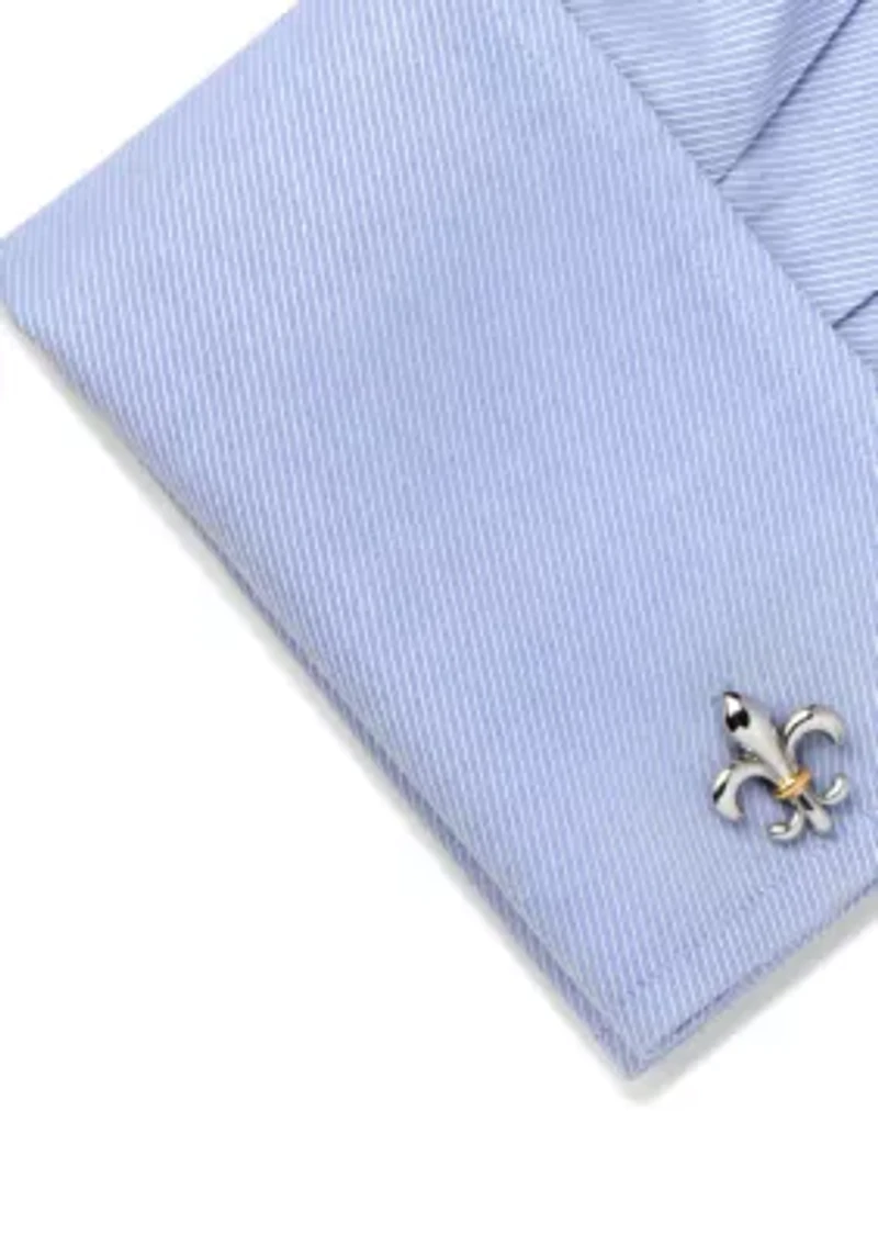 Ox & Bull Trading Co Stainless Steel Two-Tone Fleur De Lis Cufflinks