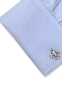 Ox & Bull Trading Co Stainless Steel Two-Tone Fleur De Lis Cufflinks