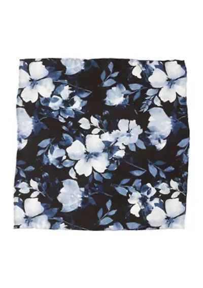 Painted Floral Black Pocket Square