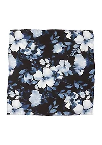 Painted Floral Black Pocket Square