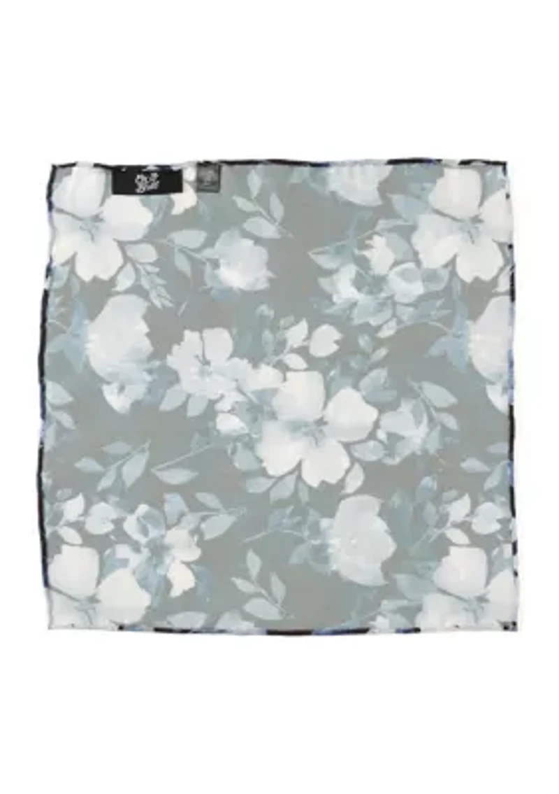 Painted Floral Black Pocket Square