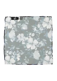 Painted Floral Black Pocket Square