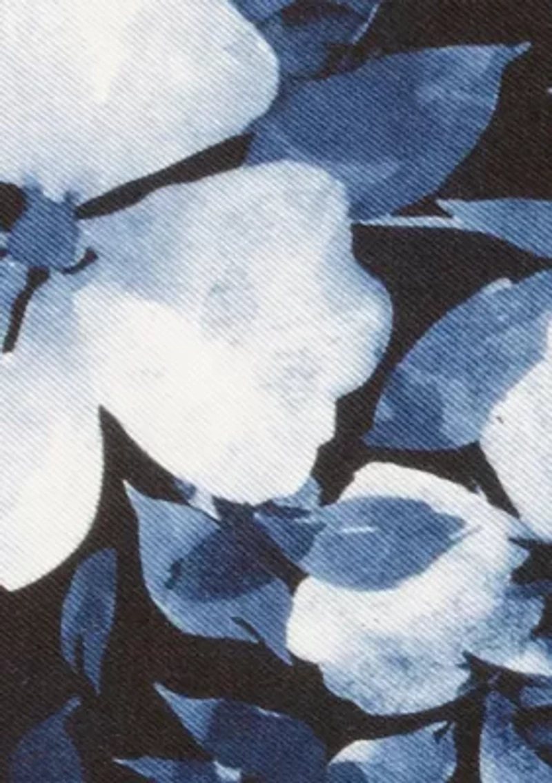 Painted Floral Black Pocket Square