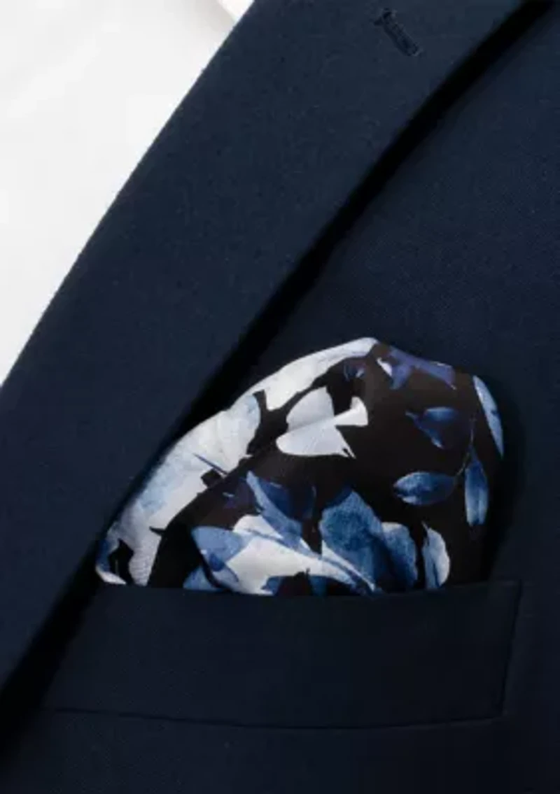 Painted Floral Black Pocket Square
