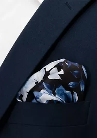 Painted Floral Black Pocket Square